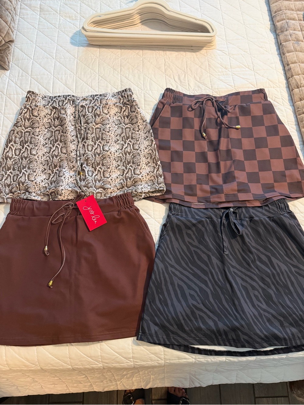 4 - Jess Lea Skorts Small, Brown, Animal Print, Checkered